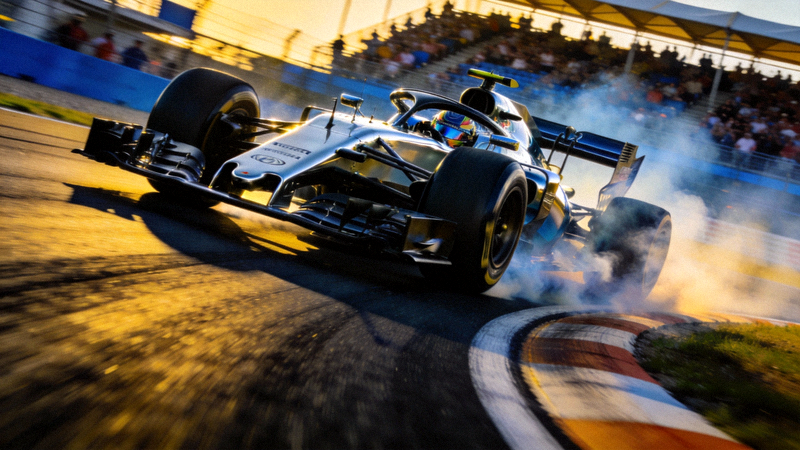 F1赛车运动视频集锦：赛车在弯道中高速竞逐的动感画面